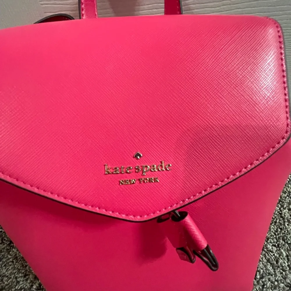 Kate Spade Hot Pink Leather Backpack Purse Pebbled Crossbody Travel Bag - Picture 5 of 5